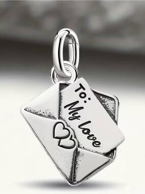 Silver 'To: My Love' Envelope Charm Pendant